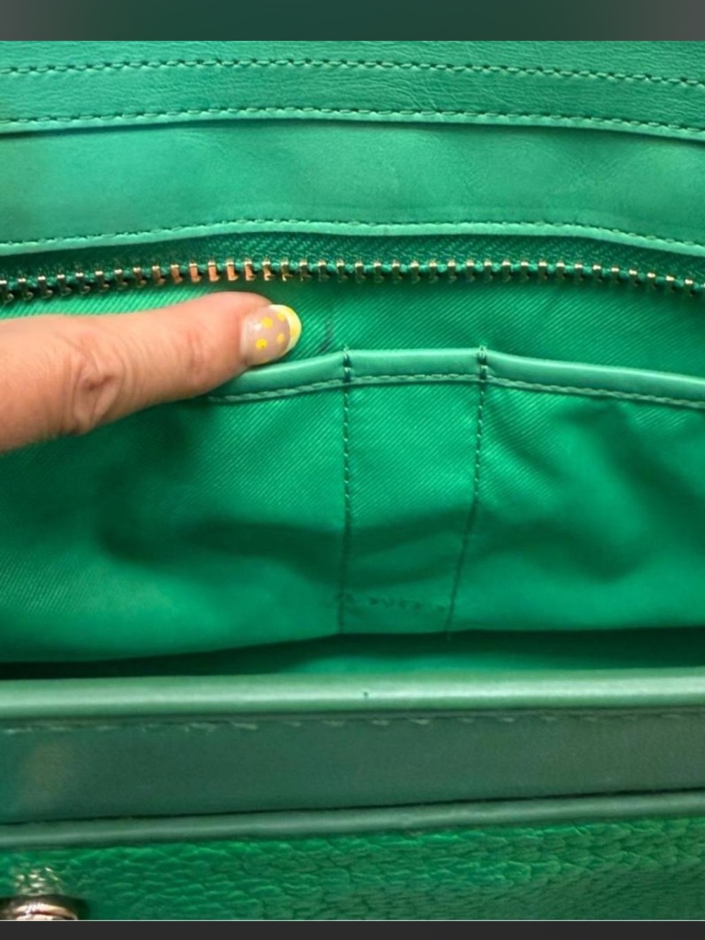 COACH Swagger Carryall 27 Satchel Pebble Leather Kelly Green | Style 34408 - Picture 12 of 13